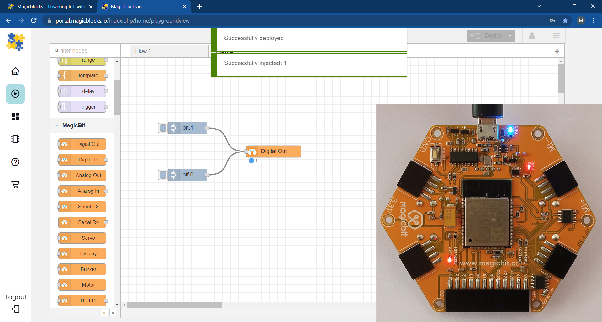 Magicbit Led Pins light controller over the Internet - Magicbit